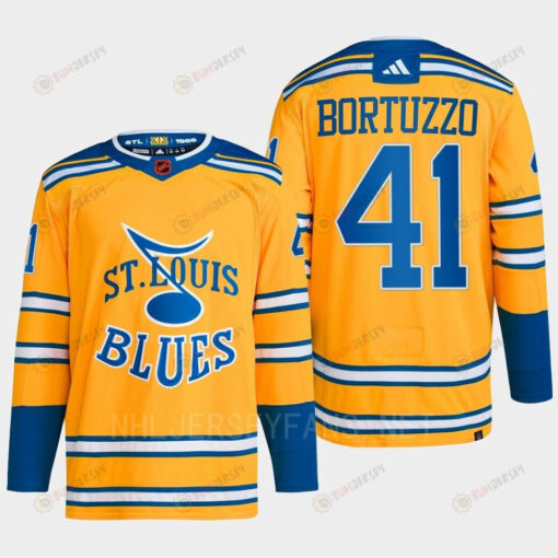 Robert Bortuzzo 41 Reverse Retro 2.0 2022 St. Louis Blues Yellow Jersey Primegreen