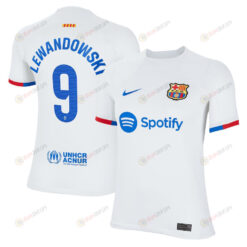 Robert Lewandowski 9 Barcelona 2023/24 Away Youth Jersey - White