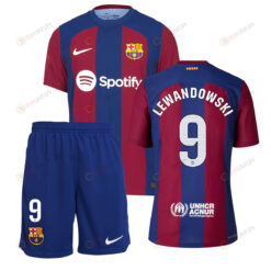 Robert Lewandowski 9 Barcelona 2023/24 Home Kit Men Jersey - Blue/Scarlet