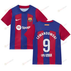 Robert Lewandowski 9 Barcelona 2023/24 Home Youth Jersey - Blue/Scarlet