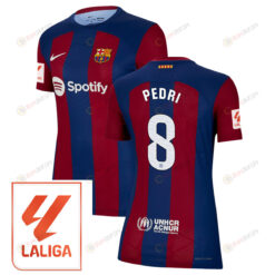 Robert Lewandowski 9 Barcelona 2023/24 With LaLiga Badge Home Women Jersey