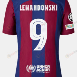 Robert Lewandowski 9 Barcelona 2023/24 With UCL Badge Home Women Jersey