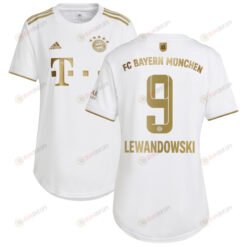 Robert Lewandowski 9 Bayern Munich Women 2022/23 Away Jersey - White