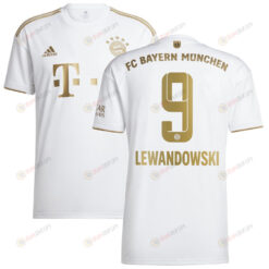 Robert Lewandowski 9 Bayern Munich Youth 2022/23 Away Player Jersey - White