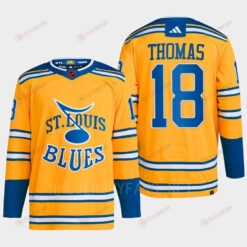 Robert Thomas 18 Reverse Retro 2.0 2022 St. Louis Blues Yellow Jersey Primegreen