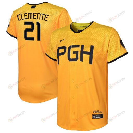 Roberto Clemente 21 Pittsburgh Pirates 2023 City Connect Youth Jersey - Gold