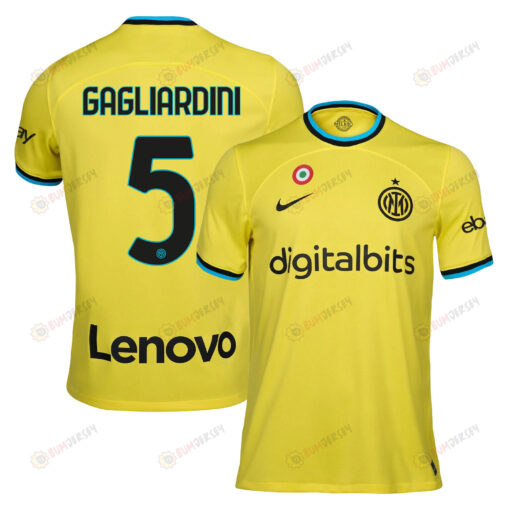 Roberto Gagliardini 5 Inter Milan 2022/23 Third Men Jersey - Yellow