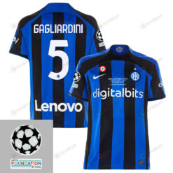 Roberto Gagliardini 5 Inter Milan UEFA 2023 Final Match Details Patch Badge - Home Jersey