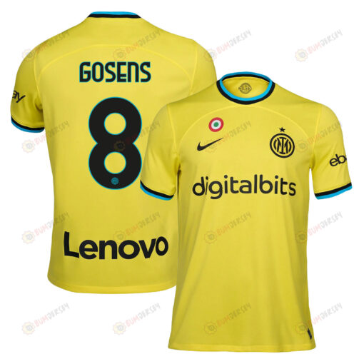 Robin Gosens 8 Inter Milan 2022/23 Third Men Jersey - Yellow