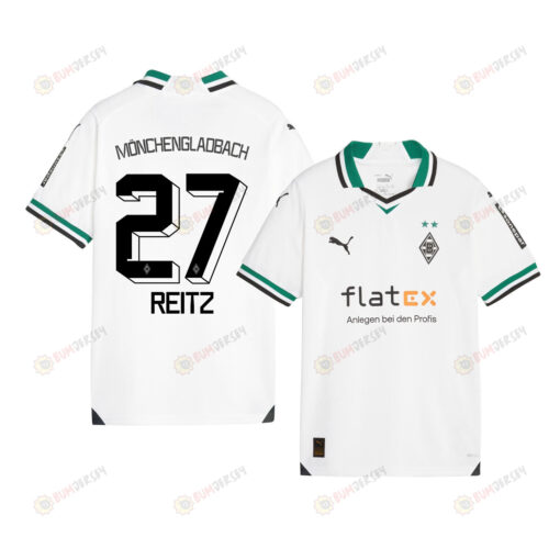 Rocco Reitz 27 Borussia M?nchengladbach 2023-24 Home YOUTH Jersey - White