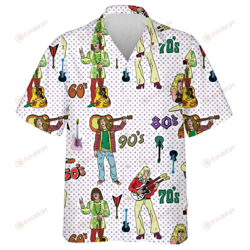 Rock N Roll Doodle Hippie Music Cartoon Design Hawaiian Shirt