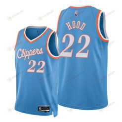 Rodney Hood Clippers 2022 City Edition Blue 22 Jersey 75th Diamond Badge - Men Jersey