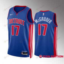 Rodney McGruder 17 2022-23 Detroit Pistons Blue Icon Edition Jersey Swingman