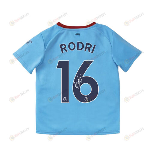 Rodri 16 Signed Manchester City 2022/23 Hom Jersey - Youth
