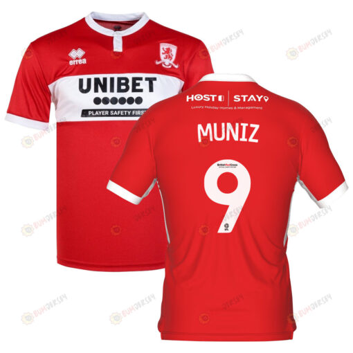 Rodrigo Muniz 9 Middlesbrough 2022-23 Home Jersey - Red/White