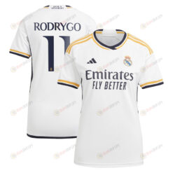 Rodrygo 11 Real Madrid 2023-24 Home Women Jersey - White