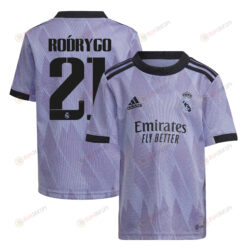 Rodrygo 21 Real Madrid 2022/23 Away Youth Jersey - Purple