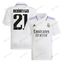 Rodrygo 21 Real Madrid 2022/23 Home Youth Jersey - White