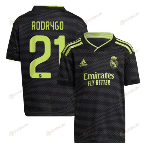 Rodrygo 21 Real Madrid 2022/23 Third Youth Jersey - Black