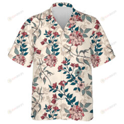 Romantic Flowers Foliage Pattern On Beige Background Hawaiian Shirt