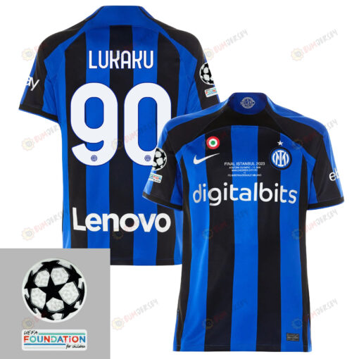 Romelu Lukaku 90 Inter Milan UEFA 2023 Final Match Details Patch Badge - Home Jersey