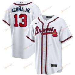 Ronald Acuna Jr. 13 Atlanta Braves Home Player Name Men Jersey - White Jersey