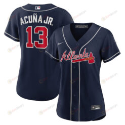 Ronald Acuna Jr. 13 Atlanta Braves Women's Alternate Player Jersey - Navy