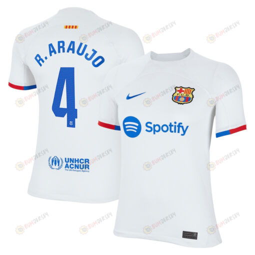 Ronald Araujo 4 Barcelona 2023/24 Away Youth Jersey - White