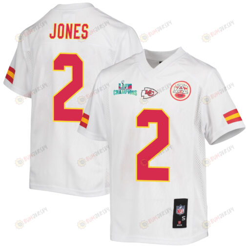 Ronald Jones 2 Kansas City Chiefs Super Bowl LVII Champions Youth Jersey - White