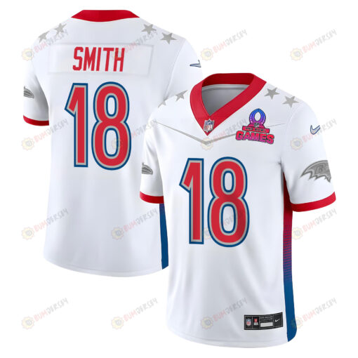 Roquan Smith 18 Ravens Pro Bowl 2023 Patch Men Jersey - White