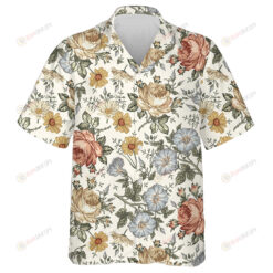 Rose Petunia Wildflowers Beautiful Fabric Blooming Design Hawaiian Shirt