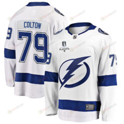 Ross Colton 79 Tampa Bay Lightning Stanley Cup 2023 Playoffs Patch Away Breakaway Men Jersey - White