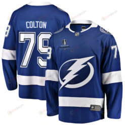 Ross Colton 79 Tampa Bay Lightning Stanley Cup 2023 Playoffs Patch Home Breakaway Men Jersey - Blue