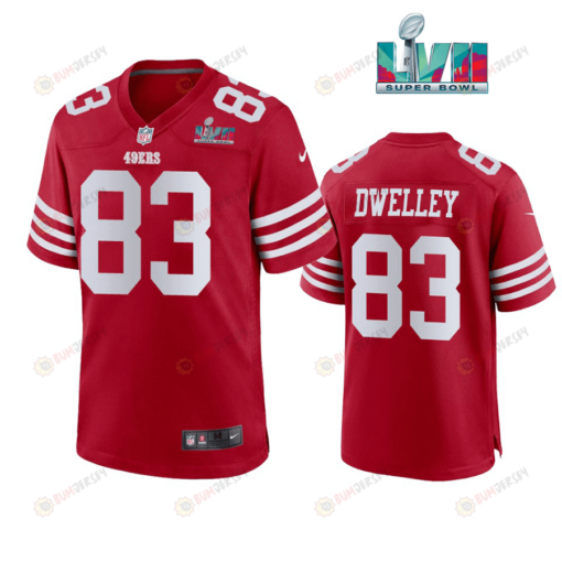 Ross Dwelley 82 San Francisco 49Ers Super Bowl LVII Men's Jersey- Scarlet