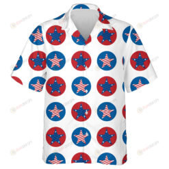 Round Colors Geometry With Stripes Stars Monochrome Independence Day Hawaiian Shirt