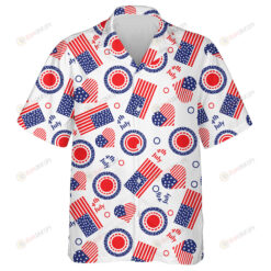 Round Symbols Of USA Flag With Heart And Classic Flag Hawaiian Shirt