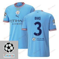 Ruben Dias 3 Manchester City UEFA 2023 Final Match Details Patch Badge - Home Jersey