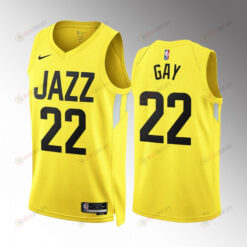 Rudy Gay 22 2022-23 Utah Jazz Yellow Icon Edition Jersey Swingman