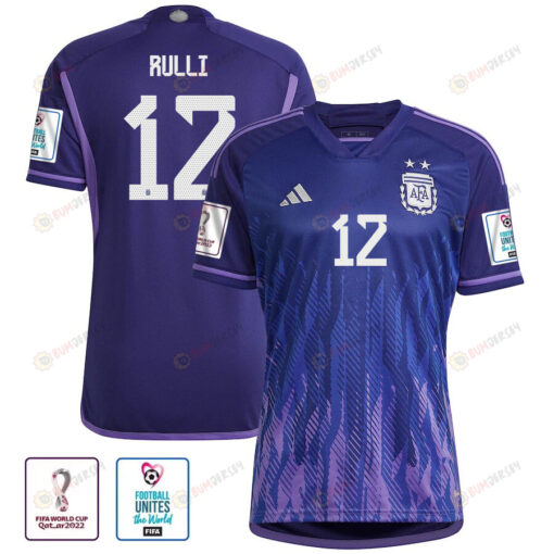 Rulli 12 Argentina National Team 2022-23 Qatar World Cup Patch Away Women Jersey