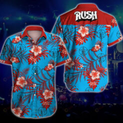 Rush Rock Band Floral And Leaves Pattern Curved Hawaiian Shirt