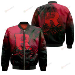 Rutgers Scarlet Knights Bomber Jacket 3D Printed Coconut Tree Tropical Grunge