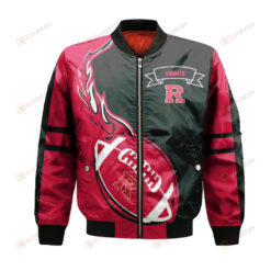 Rutgers Scarlet Knights Bomber Jacket 3D Printed Flame Ball Pattern