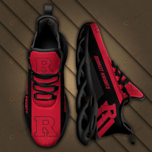 Rutgers Scarlet Knights Logo Black Stripe Pattern 3D Max Soul Sneaker Shoes In Red