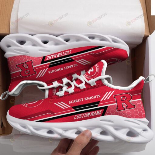 Rutgers Scarlet Knights Logo Custom Name Pattern 3D Max Soul Sneaker Shoes