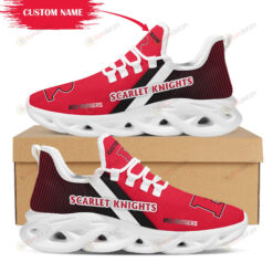 Rutgers Scarlet Knights Logo Custom Name Pattern 3D Max Soul Sneaker Shoes In Red And Black