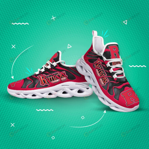 Rutgers Scarlet Knights Logo Hole Pattern 3D Max Soul Sneaker Shoes In Red