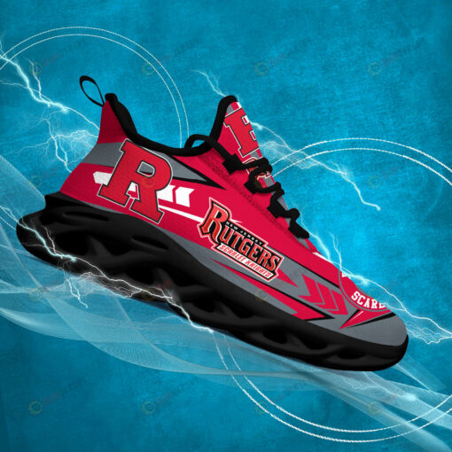 Rutgers Scarlet Knights Logo Pattern 3D Max Soul Sneaker Shoes In Red Gray