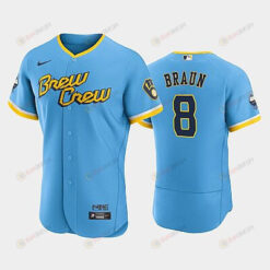 Ryan Braun 8 2022-23 City Connect Milwaukee Brewers Jersey - Powder Blue