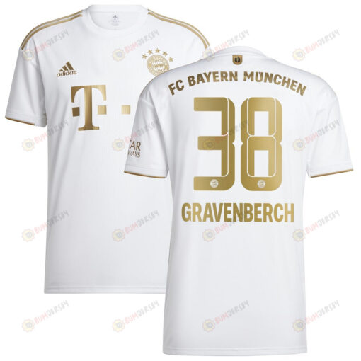 Ryan Gravenberch 38 Bayern Munich 2022/23 Away Player Jersey - White