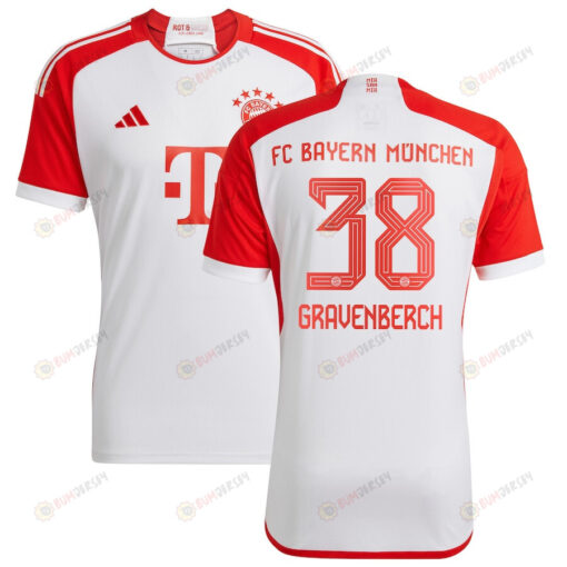 Ryan Gravenberch 38 Bayern Munich 2023/24 Home Men Jersey - White